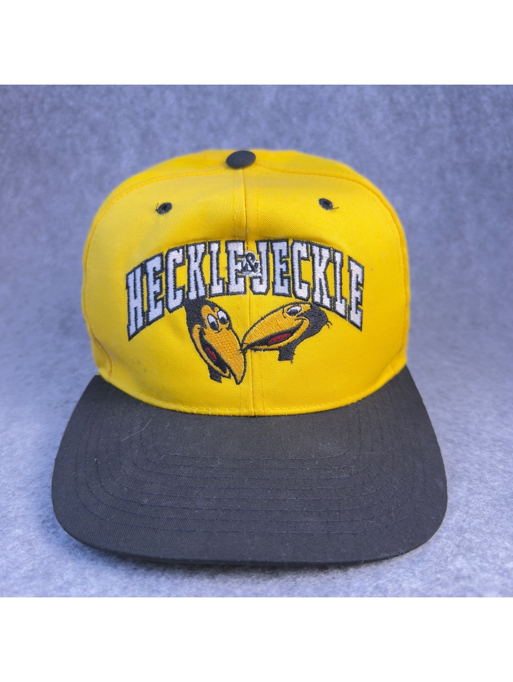 Vintage 90s Annco Heckle & Jeckle Yellow and Black Adjustable Snapback Hat